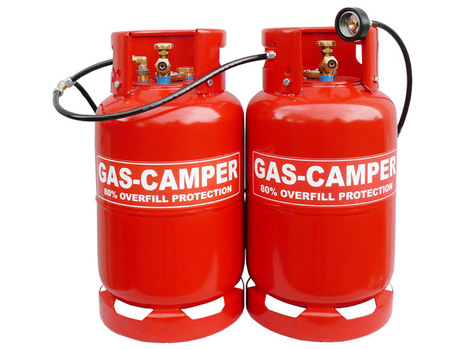 GAS CAMPER Butla kempingowa 11KG x 2 szt + zestaw do napełniania