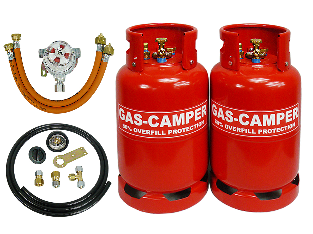 Duo GAS CAMPER z reduktorem automatycznym CAVAGNA i zestawem do tankowania
