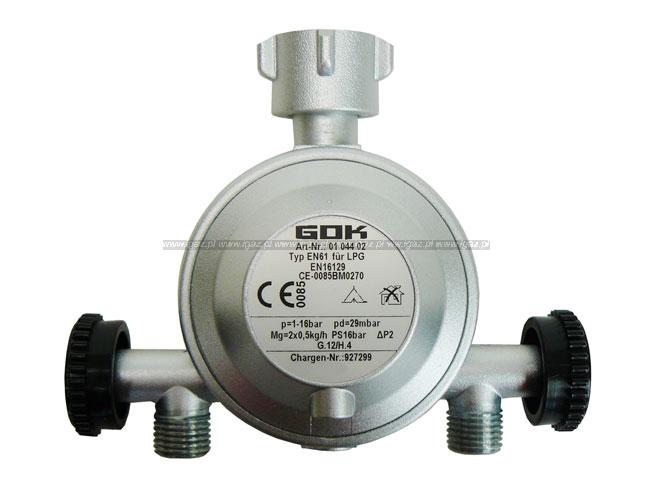 Reduktor GOK 30 mbar, 2 x 0,5 kg/h wyjście 2 x 1/4L