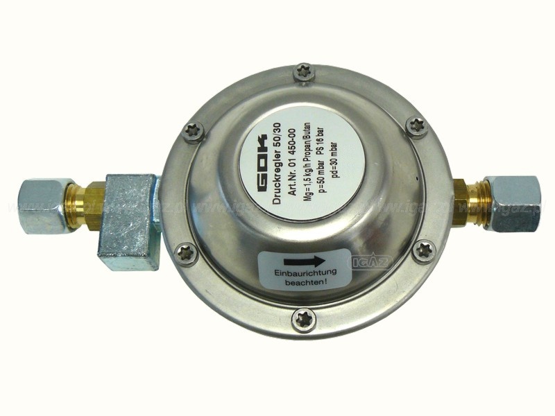 Reduktor GOK 50/30 mbar 1,5 kg/h RVS8 x RVS8