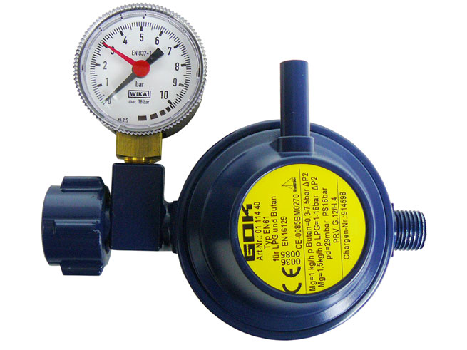 Reduktor GOK, morski MARINE 30 mbar 1,5 kg/h z manometrem